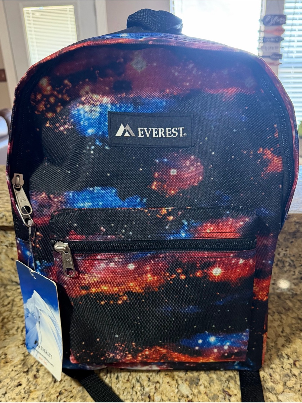 Everest Men's Galaxy Print Backpack - Black, Red & Blue
